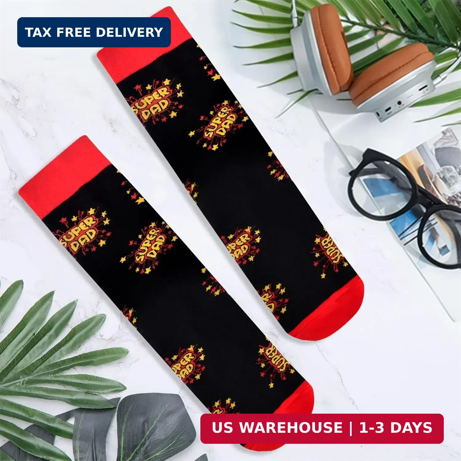 Funny Super Dad Socks Fathers Day Gift for Dad from Daughter Son Kids