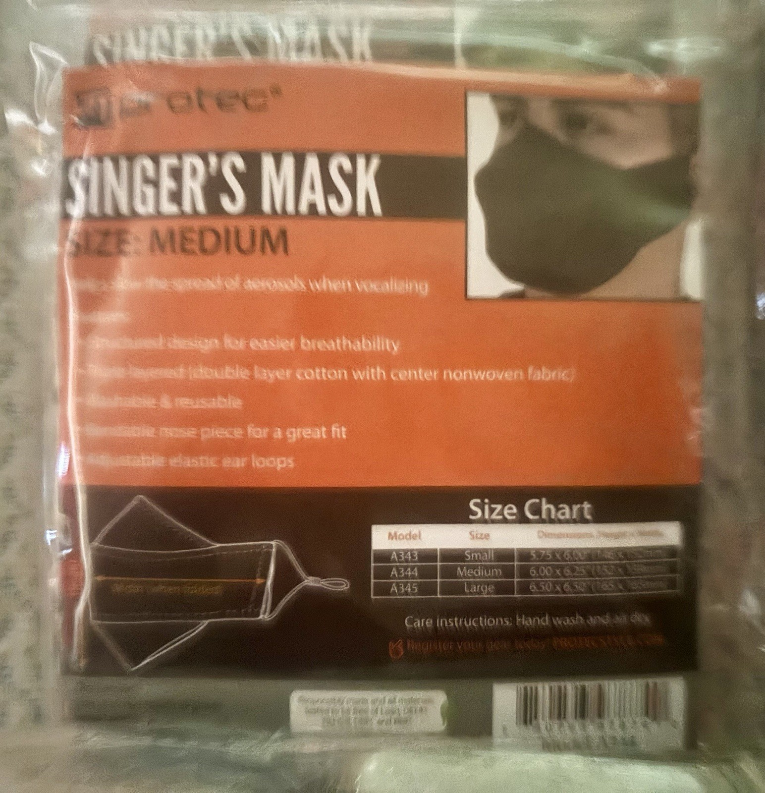 Black Protec Singer’s Masks S, M, L NEW Lot Of 53!