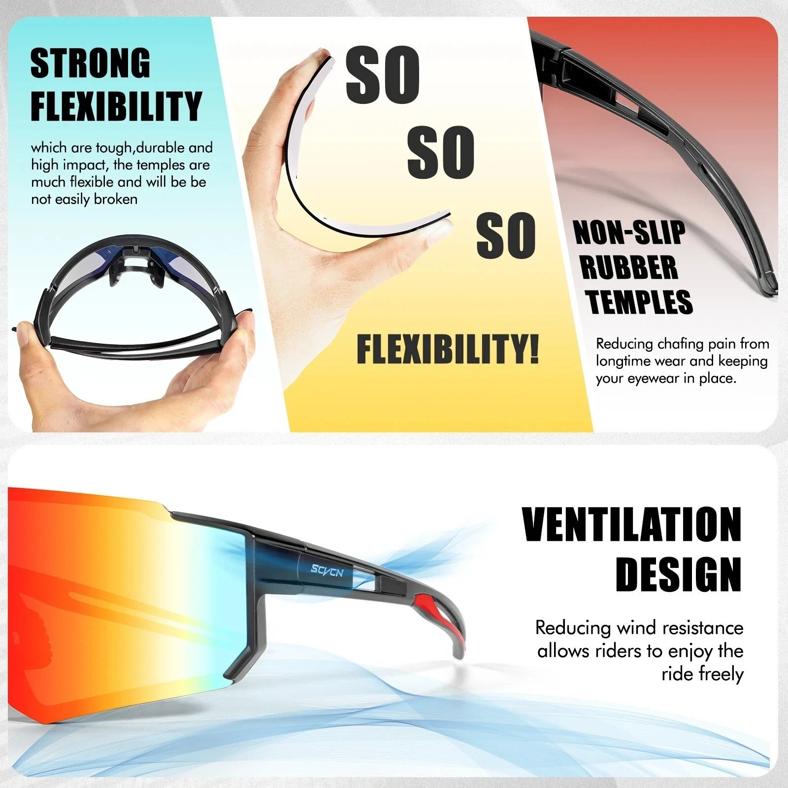 Polarized Sports Sunglasses UV400 Cycling Driving Fishing Wrap Outdoor Glasses