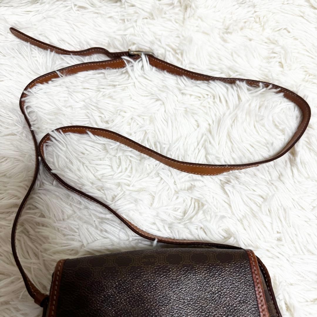 Celine Shoulder Bag Macadam Leather Crossbody Unisex Gold Gancini Japan