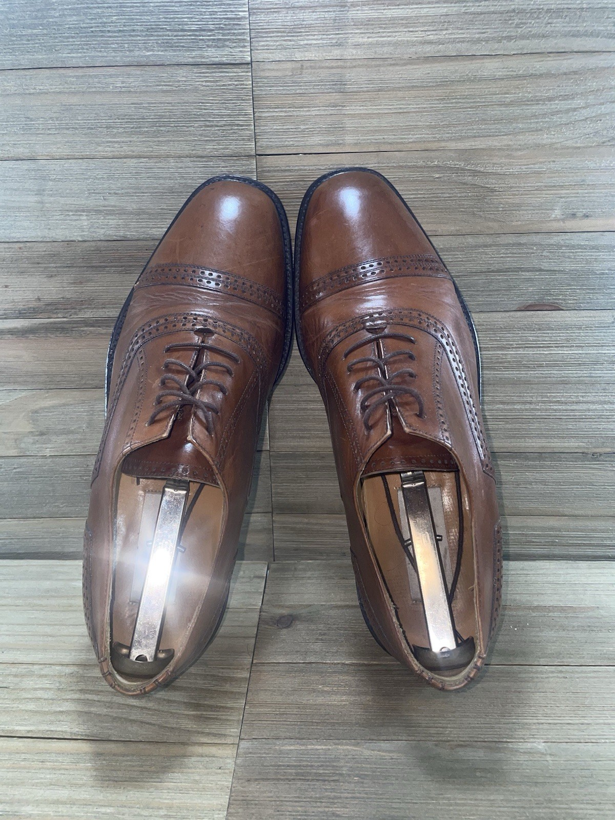Mezlan Budapest Brown Leather Cap-Toe Oxford Shoe Made In Spain Mens Size 10