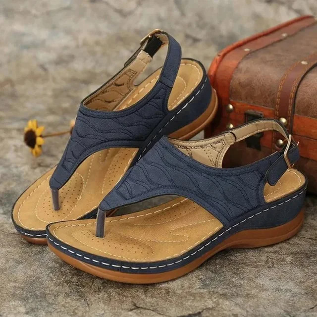 Low-Wedge Women Orthopedic Sandals Casual Flat Shoes Flip Flops Ladies Anti-Slip
