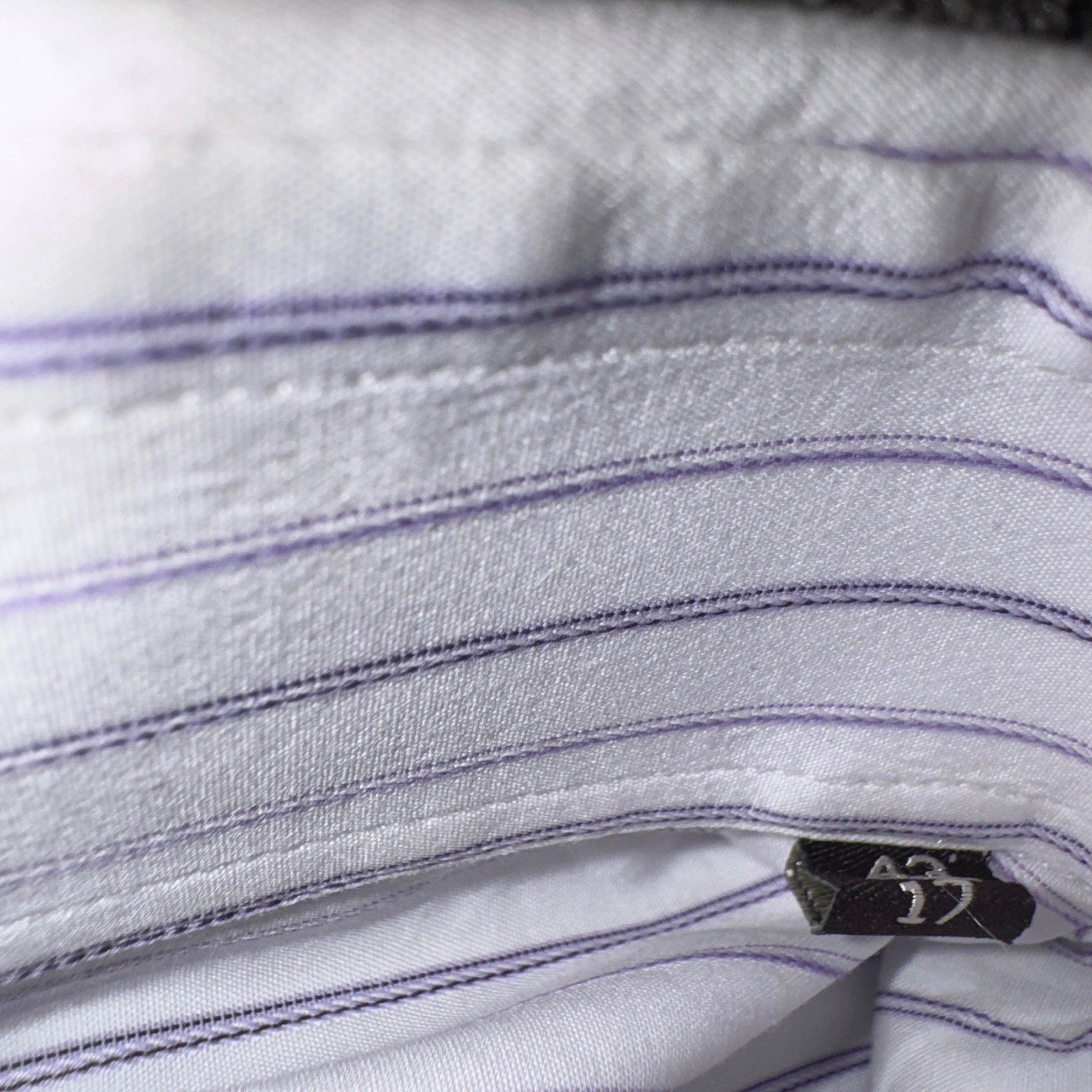 Canali Mens Dress Shirt Size 43 17 White Purple Striped Cotton French Cuff