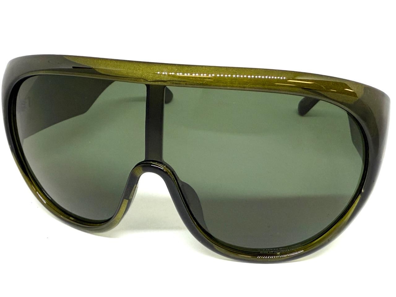 Oversize Exaggerated Modern Retro Wrap Shield SUNGLASSES Large Thick Green Frame