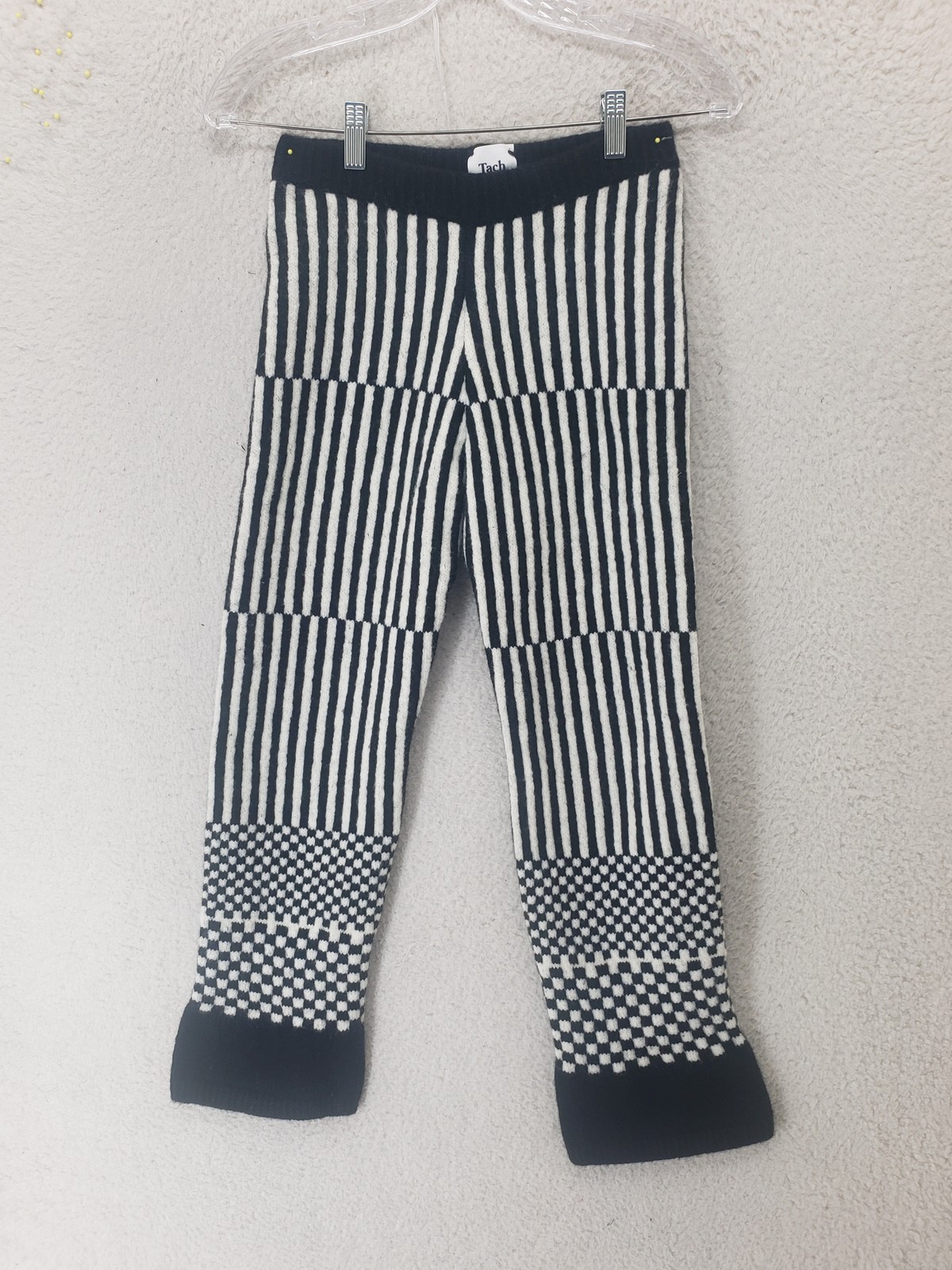 Tach Clothing Pants Womens XS Wool Knit Striped Checkered Pattern Warm