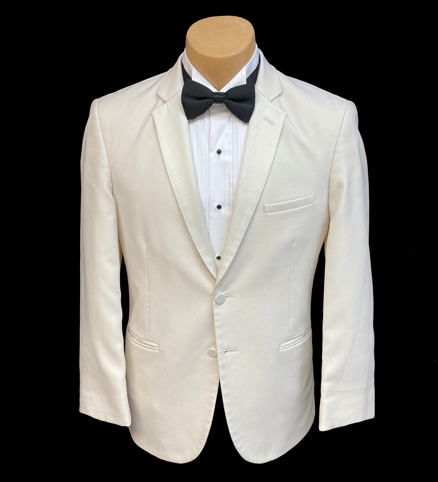Men’s Jean Yves Ivory Tuxedo Jacket Satin Notch Lapels Modern Fitted Slim Fit