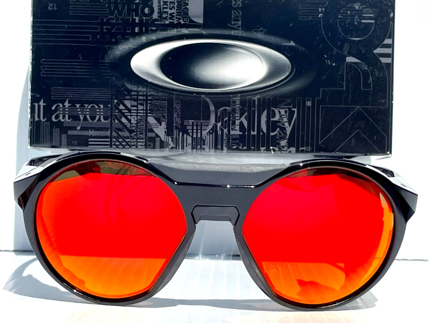 Oakley CLIFDEN Polished Black Round POLARIZED Galaxy Ruby Lens Sunglass 9440