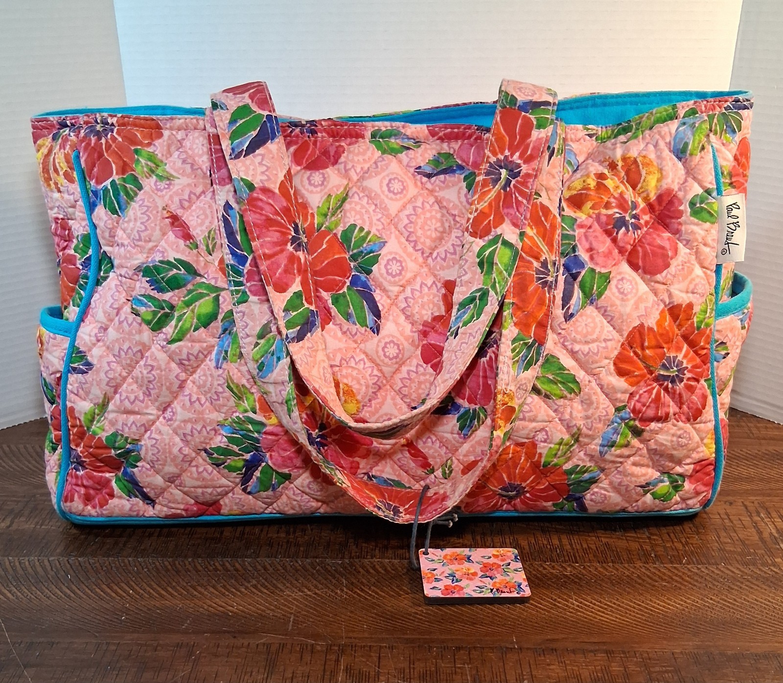 Vtg New Paul Brent Hibiscus Print Beach Zip Tote Canvas Bag Sun n’ Sand NWT