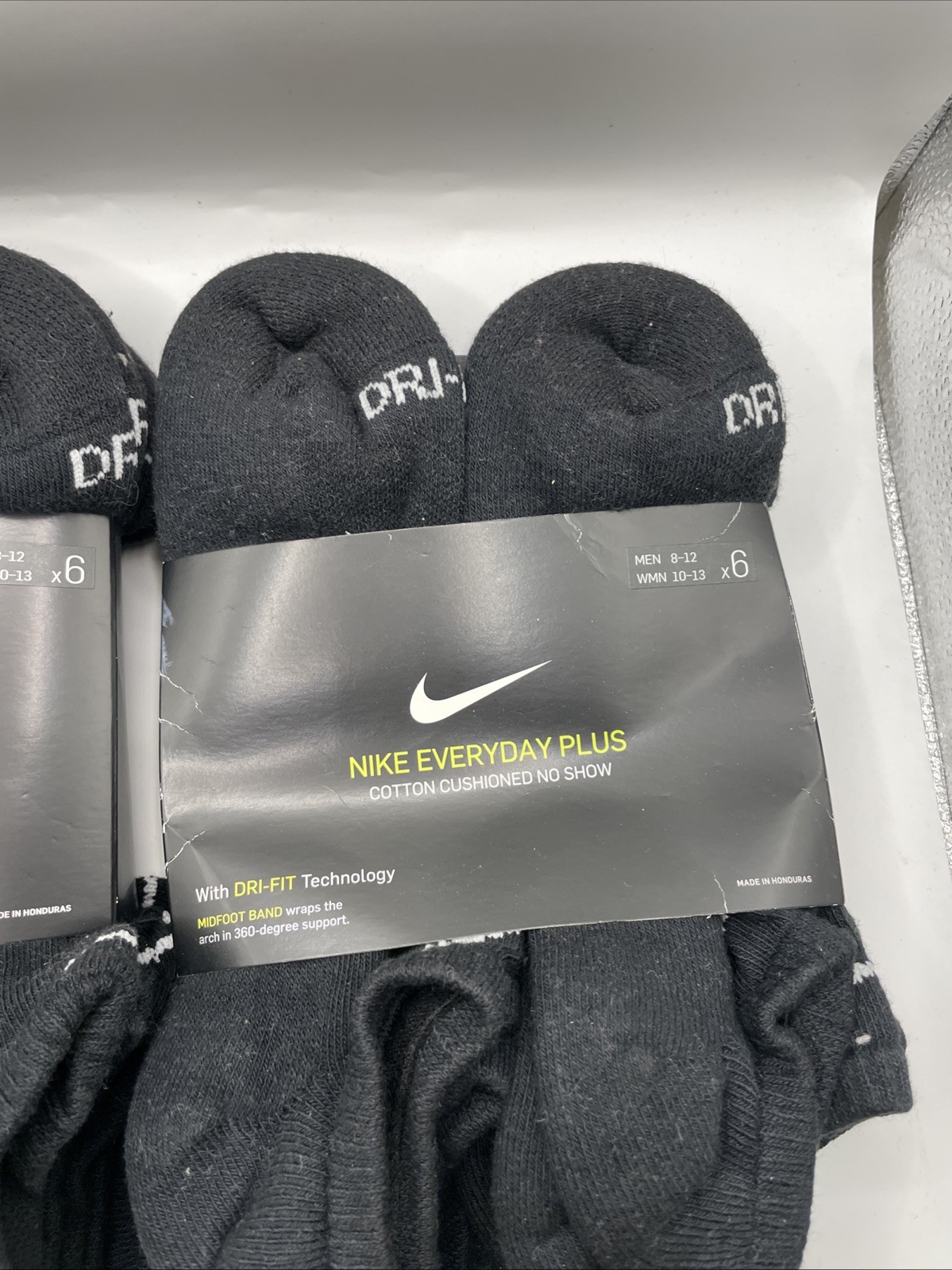 Nike 12pairs Unisex Everyday Plus Cushioned No Show Black Socks Mens Size L 8-12
