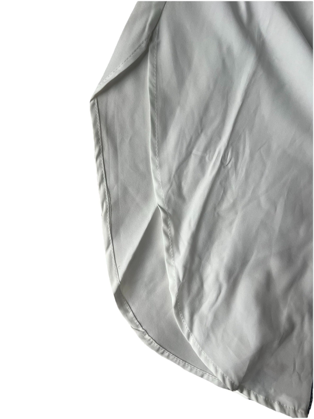 NWOT White Cold Shoulder Blouse Geometric Placket Button Down Shirt Women Size S