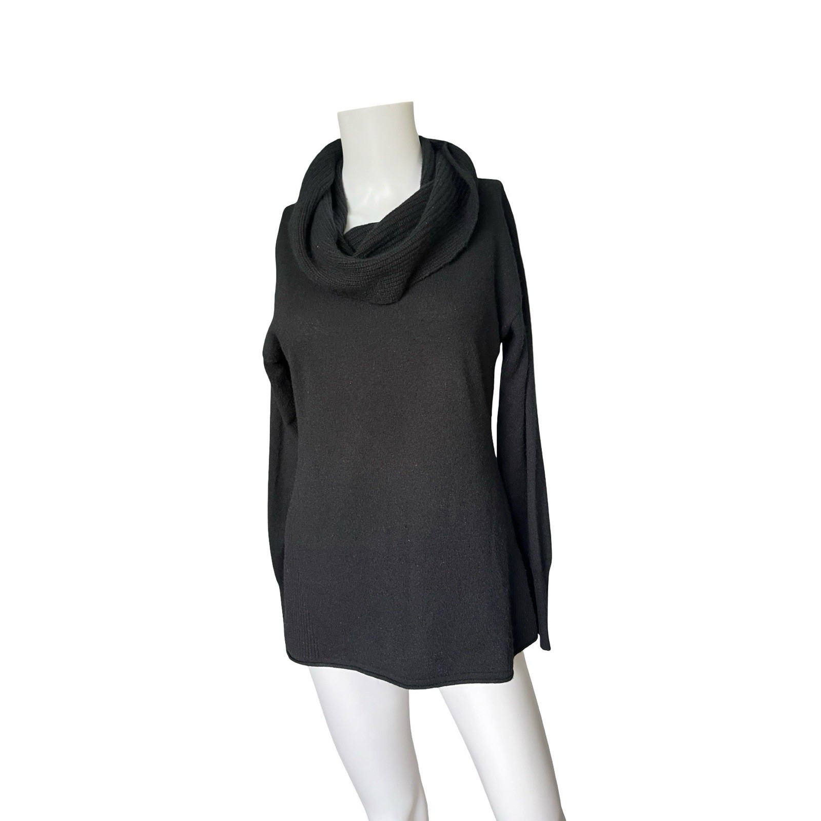 Nordstrom Cashmere Sweater Black Cowl Neck Long Sleeve Soft Womens Size Small