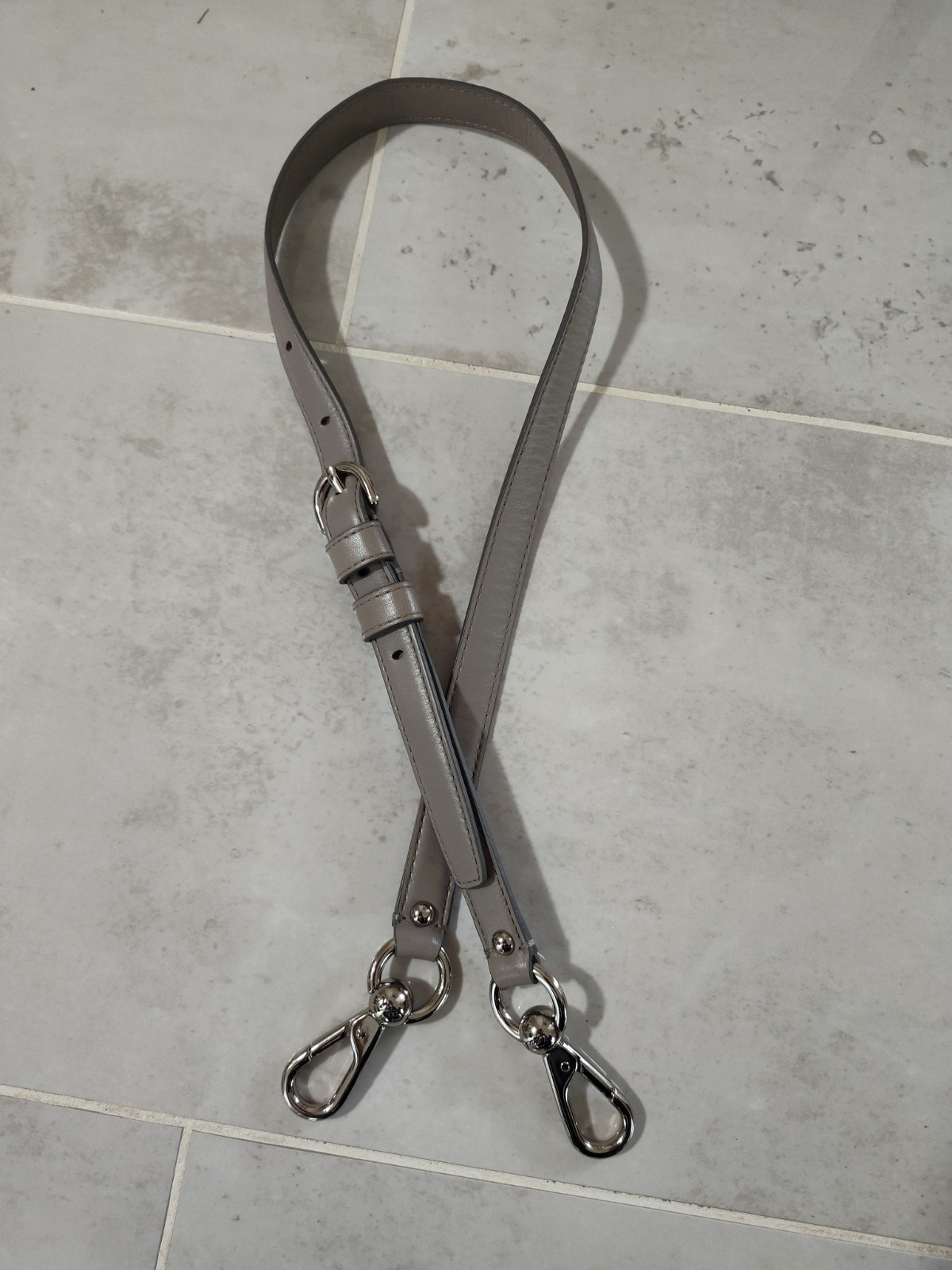 Coach Crossbody Bag Strap Grey Leather Gunmetal Adjustable Replacement