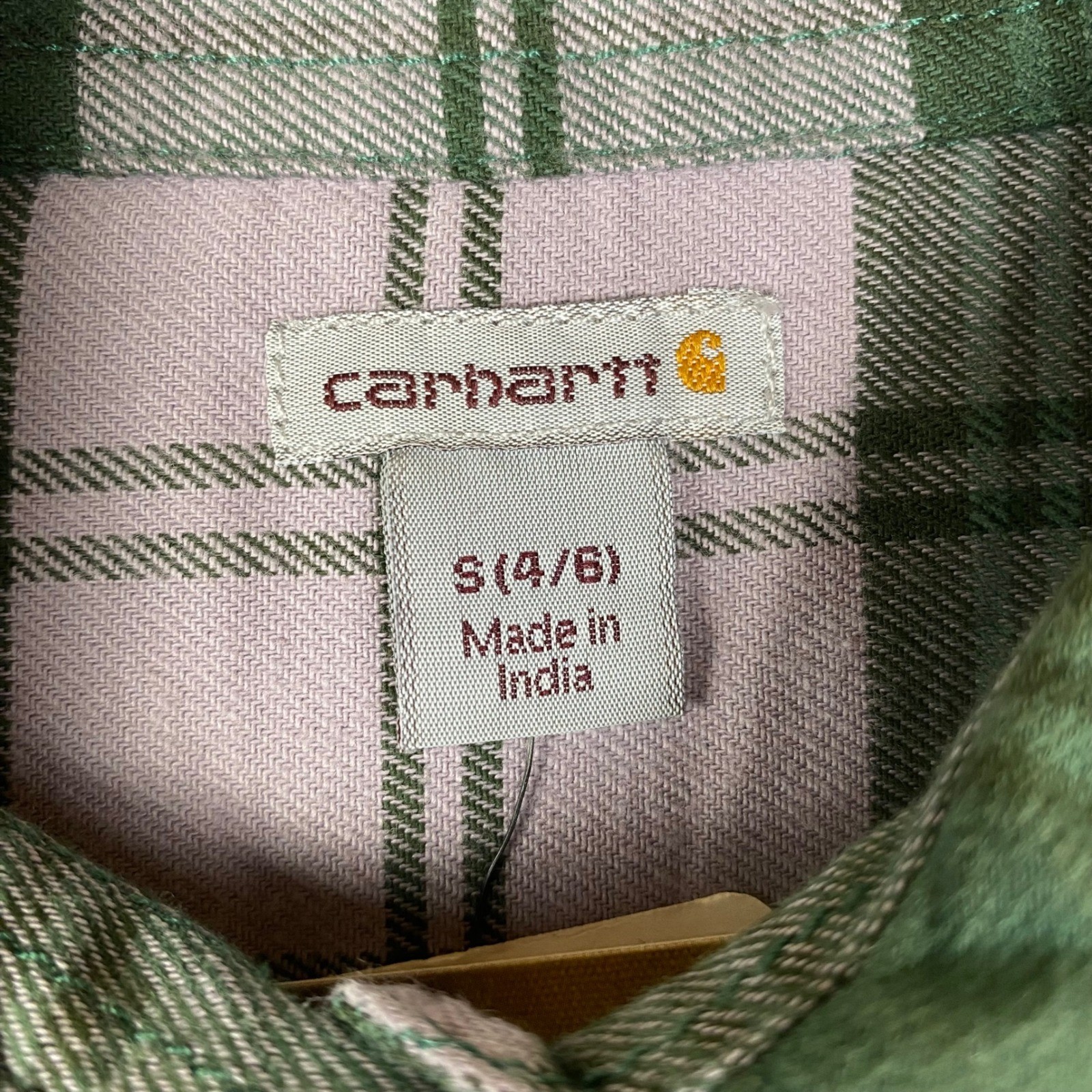 Carhartt Shirt Women’s S 4/6 Green Purple Plaid Cotton Spandex NWT Gorpcore