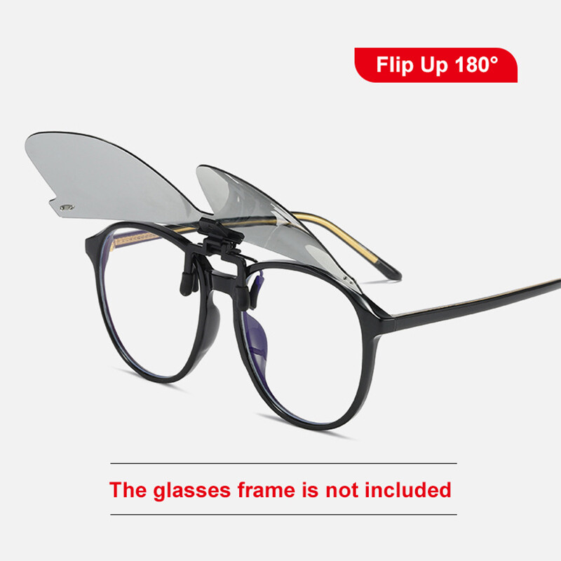 Polarized Clip-on Sunglasses Metal Clip Rimless Lens Over Prescription Glasses
