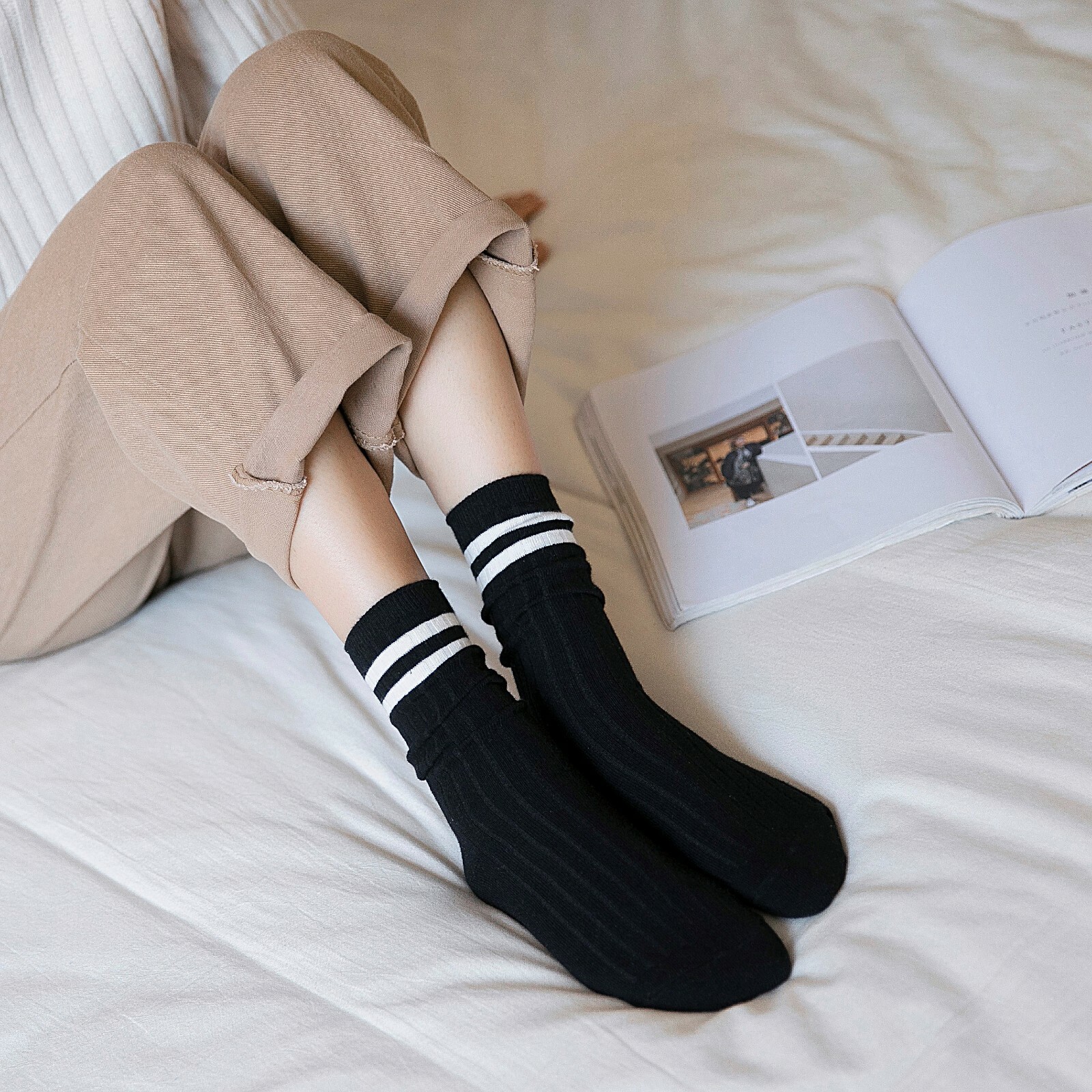 Women Socks Striped Cotton High Ankle Crew Sock Pride Stocking Rainbow Triangle