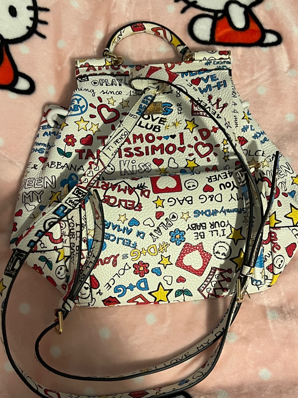 Dolge & Gabana Multicolor Doodle Print Women’s Satchel