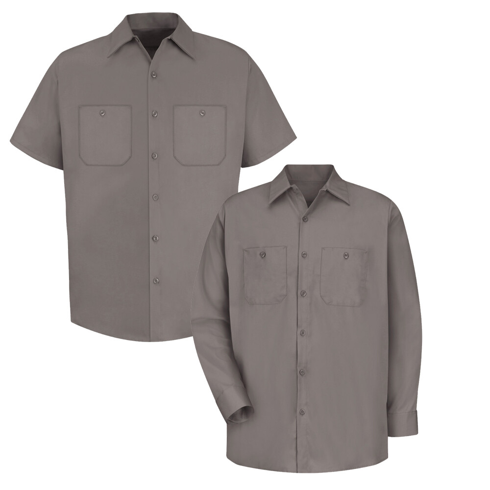 Red Kap Work Shirt 100% Cotton 2 Pocket Men’s Durable Industrial Uniform