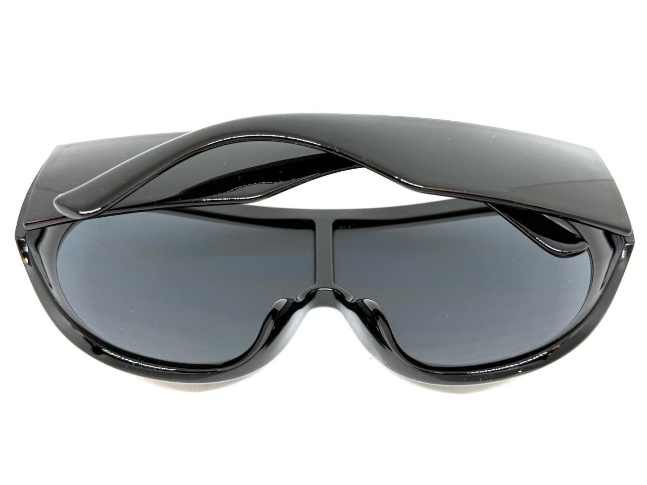 Oversize Exaggerated Modern Retro Wrap Shield SUNGLASSES Large Thick Black Frame
