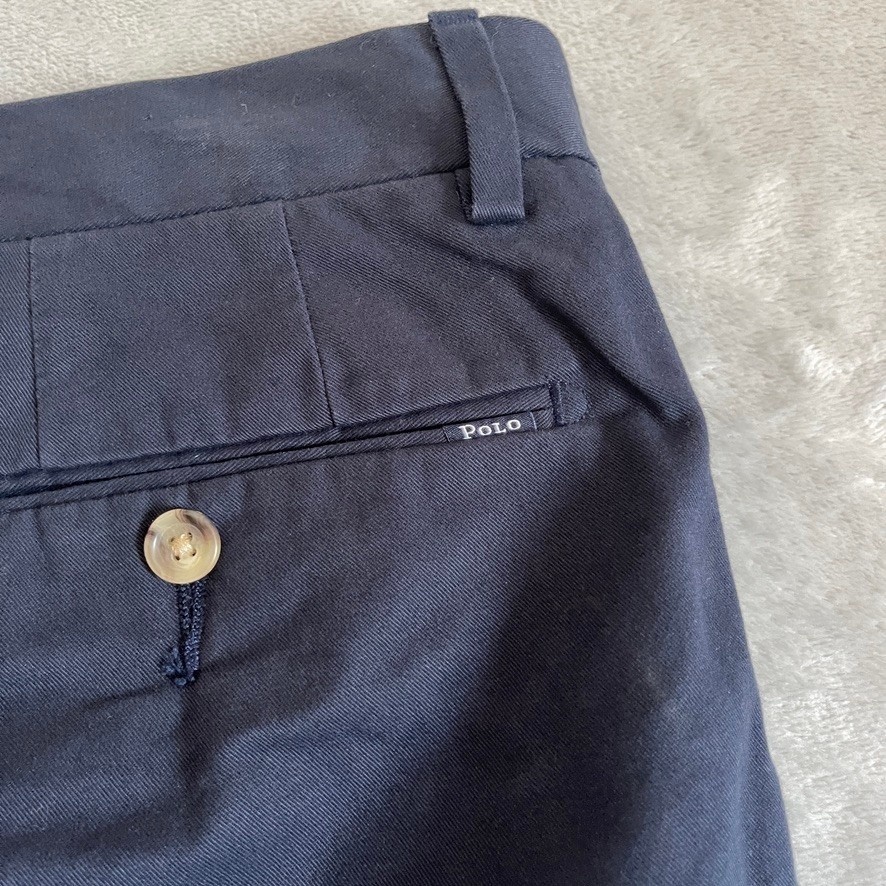 Polo Ralph Lauren Chino Shorts Mens W37 Navy Slim Stretch Flat Front 9in