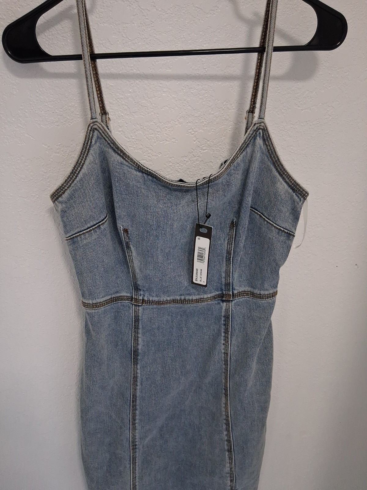 Steve Madden Denim Dress Size 4 Midi Spaghetti Strap Gisele Blue
