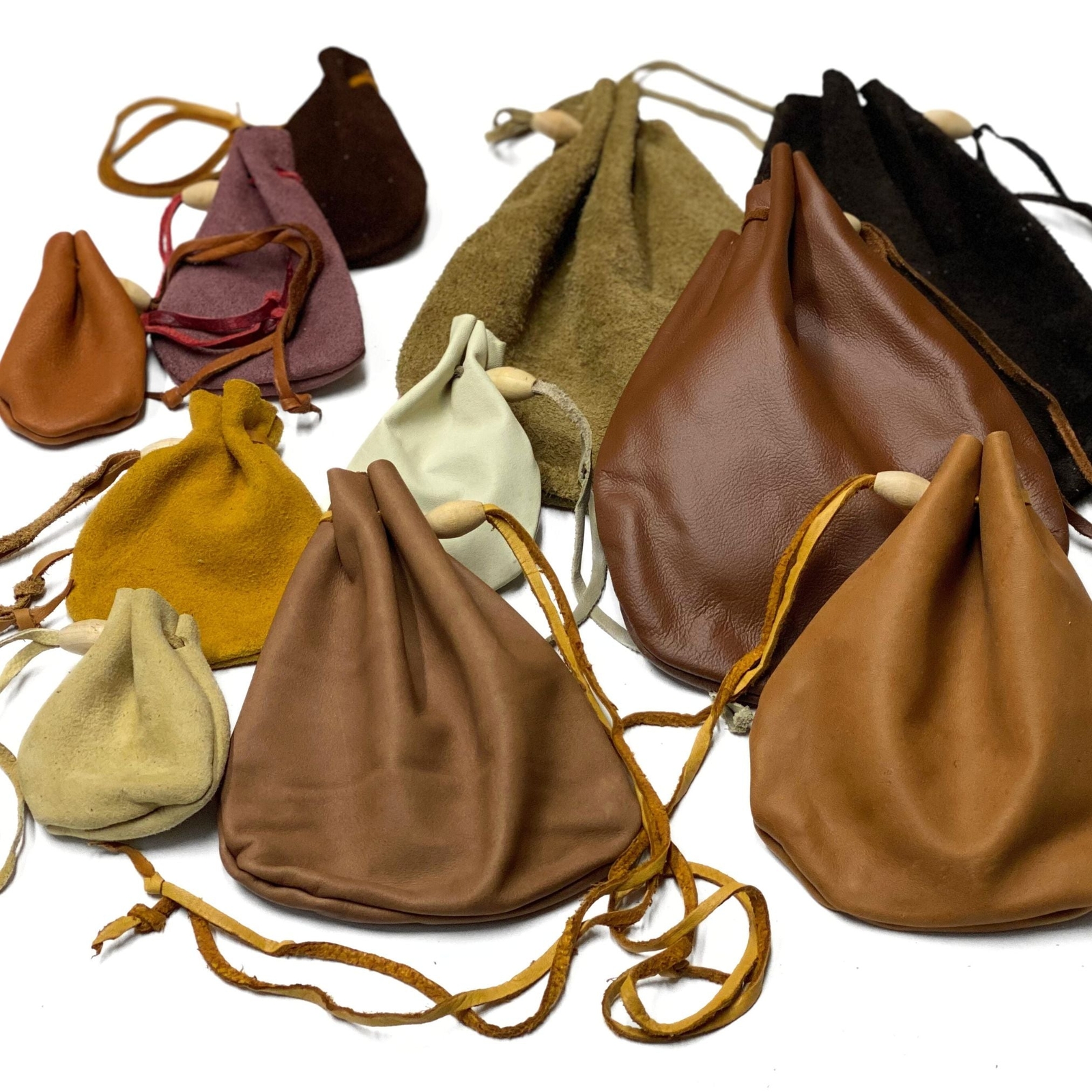 Leather Drawstring Pouch – Suede or Grain Keepsake Holder Bag