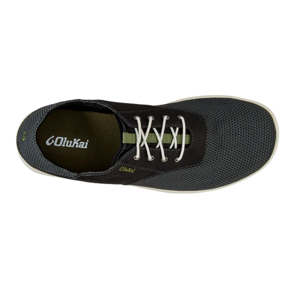 OLUKAI Nohea Moku Men’s No Tie Boat Shoes – 10283 – Black – 11.5