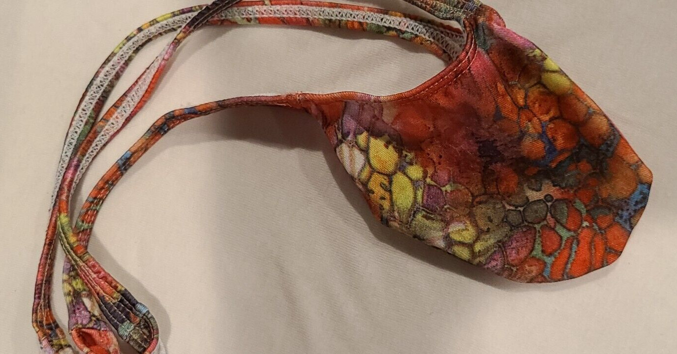 USA SELLER SEXY MENS K403 GRAPE SMUGGLERS THONG-ORANGE BLUE SWIRL (S/M 28-34)