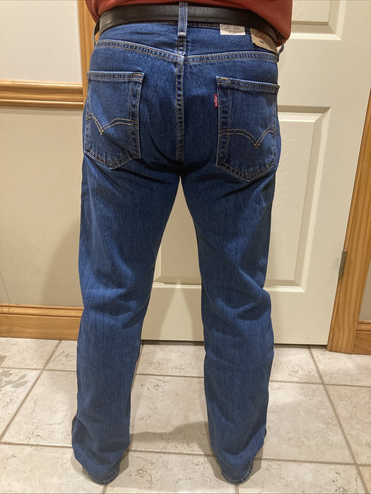 Mens SIZE 31W 30L Levi’s 505 Dark Stonewash Regular Fit Straight Leg 100% Jeans