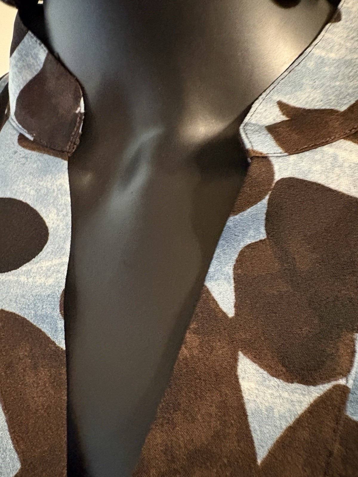 NIC+ZOE Abstract Print Satin Feel Split Neck Roll Tab Sleeve Blouse 2XL