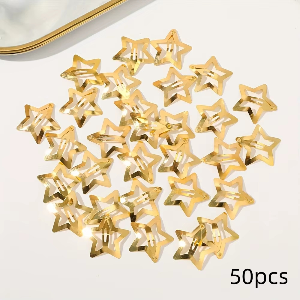 2-100Pcs Star Hair Clips for Girls Filigree Star Metal Snap Clip Hairpins Barret