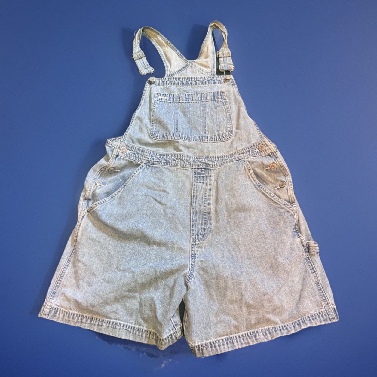 Gap 100% Cotton Vintage Women’s L Denim Shortalls Lightwash Relaxed One Piece