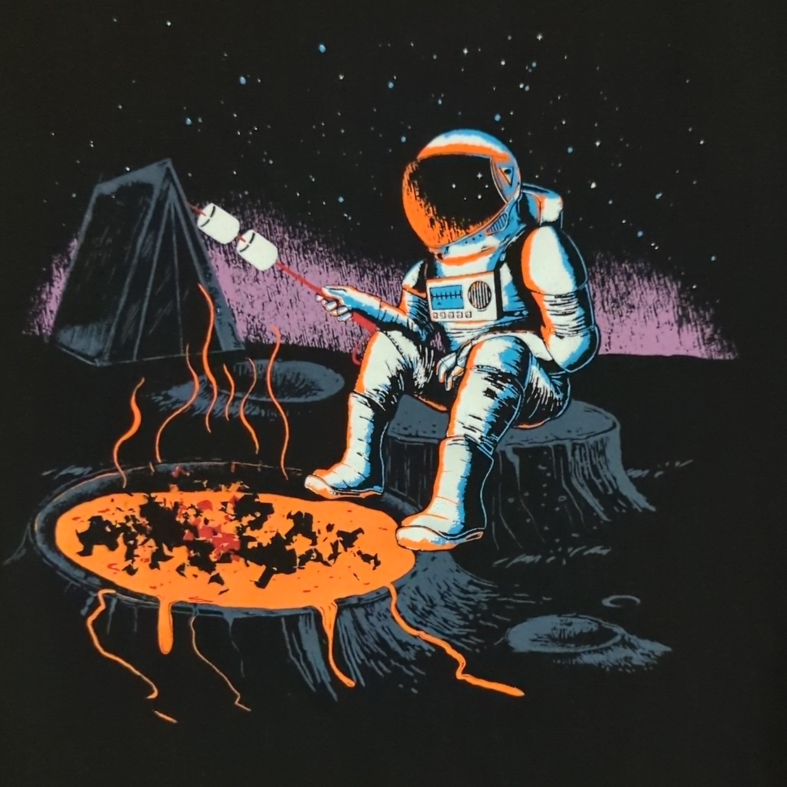 Cat & Jack Boys XL (14) Black Astronaut Space Camping Graphic T-Shirt SS Crew