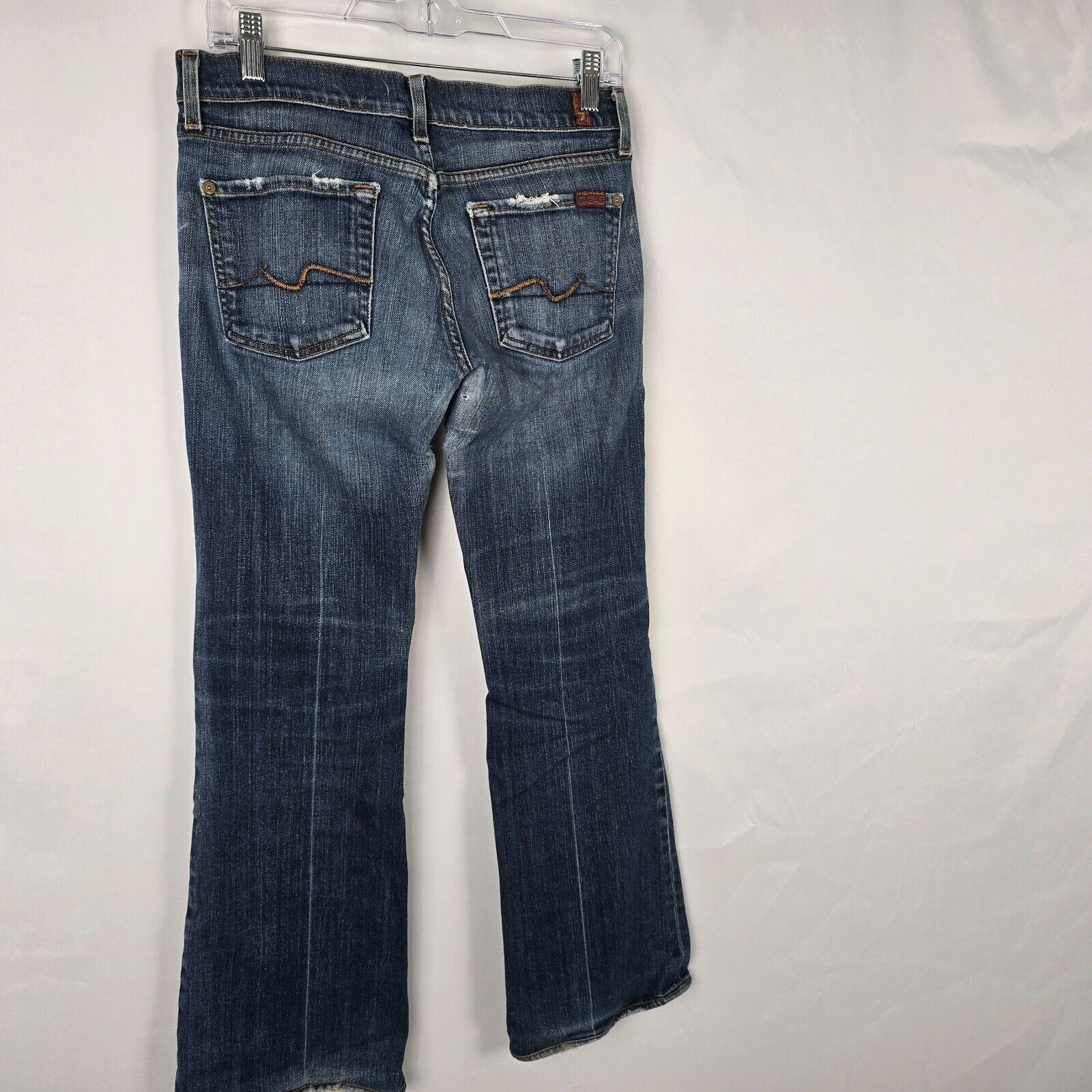 7 For All Mankind Jeans Women’s 28 Blue Flare Medium Wash Slight Distress