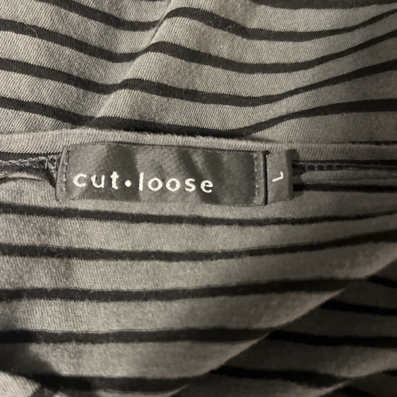 Cut Loose Women’s Large Boxy Striped Knit Top Gray Black Linen Blend Boho