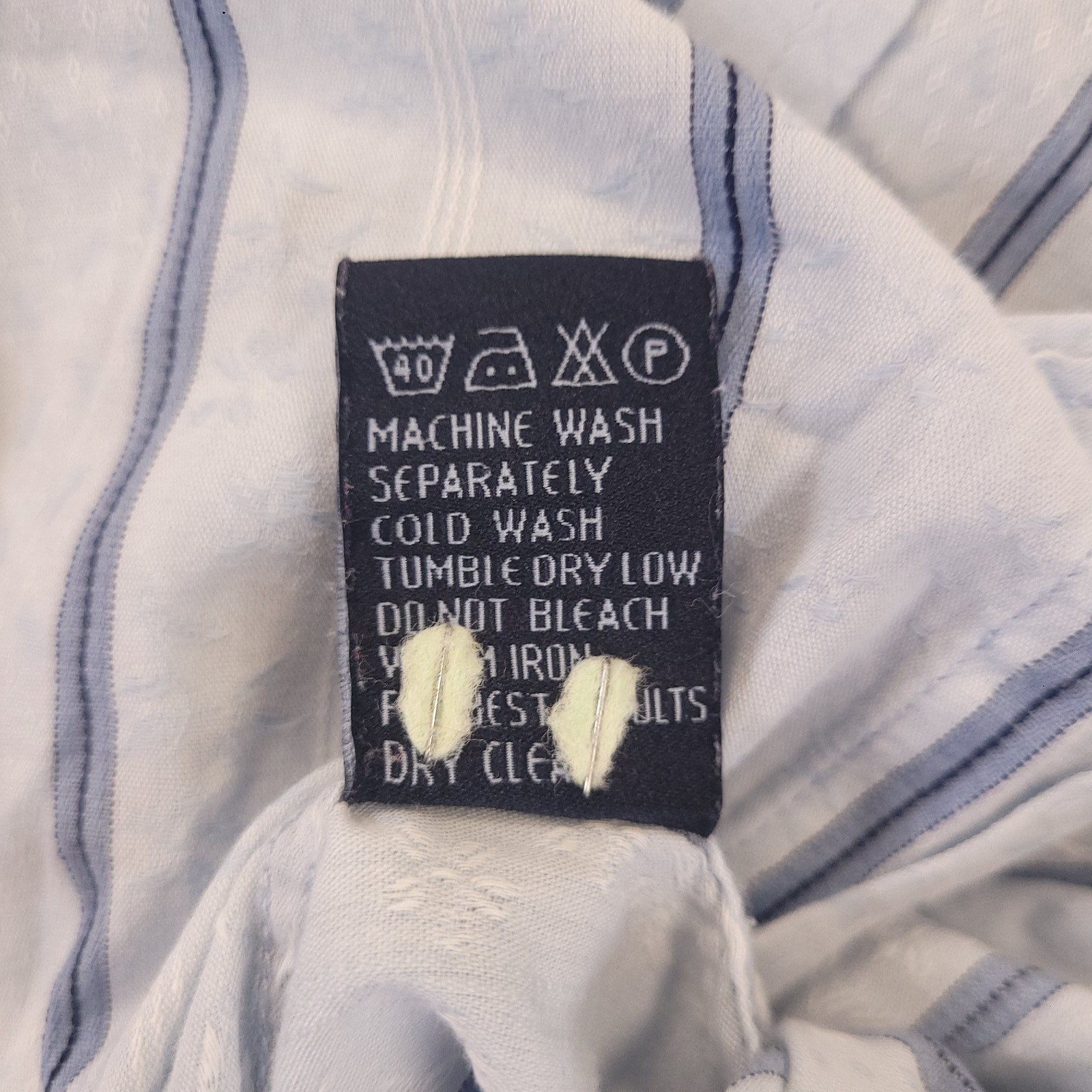7D 7 Diamonds Shirt Mens XL Cotton White Striped Spread Collar