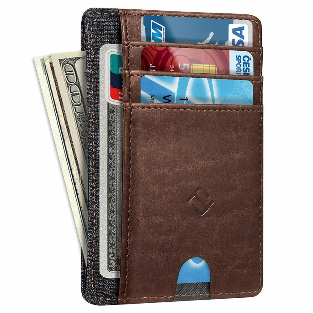 Slim Minimalist Card Wallet RFID Blocking Pocket Credit ID Card Slots Holder