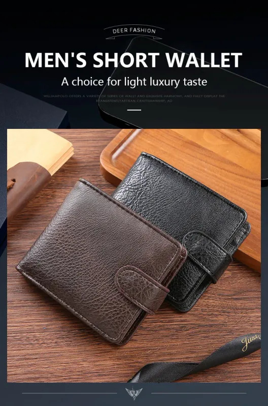 Vintage Wallet For Men Leather Short Hasp Man Wallets Casual Durable Coin Pouch