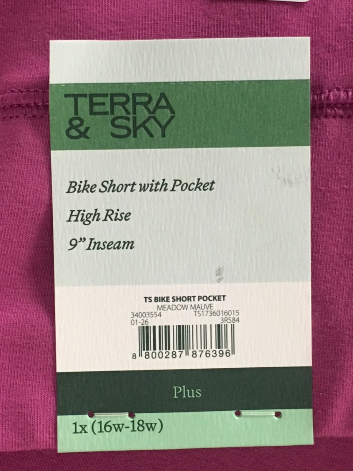 Terra and Sky Bike Shorts Women Size 1X Pink High Rise Pockets 9 in Inseam New