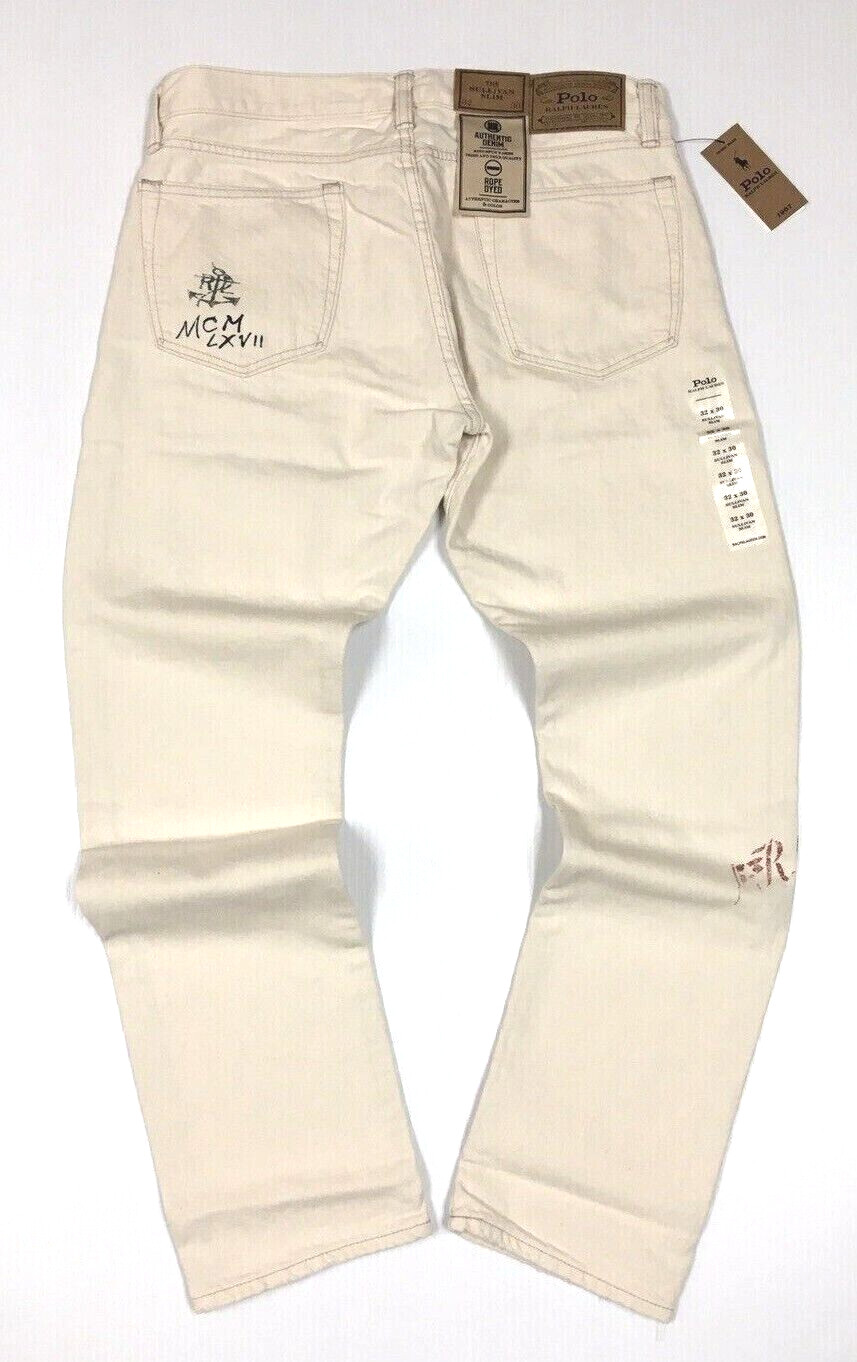 Polo Ralph Lauren Sailing Yacht Artist Artwork Pen Drawing Royal CP93 Slim Jeans