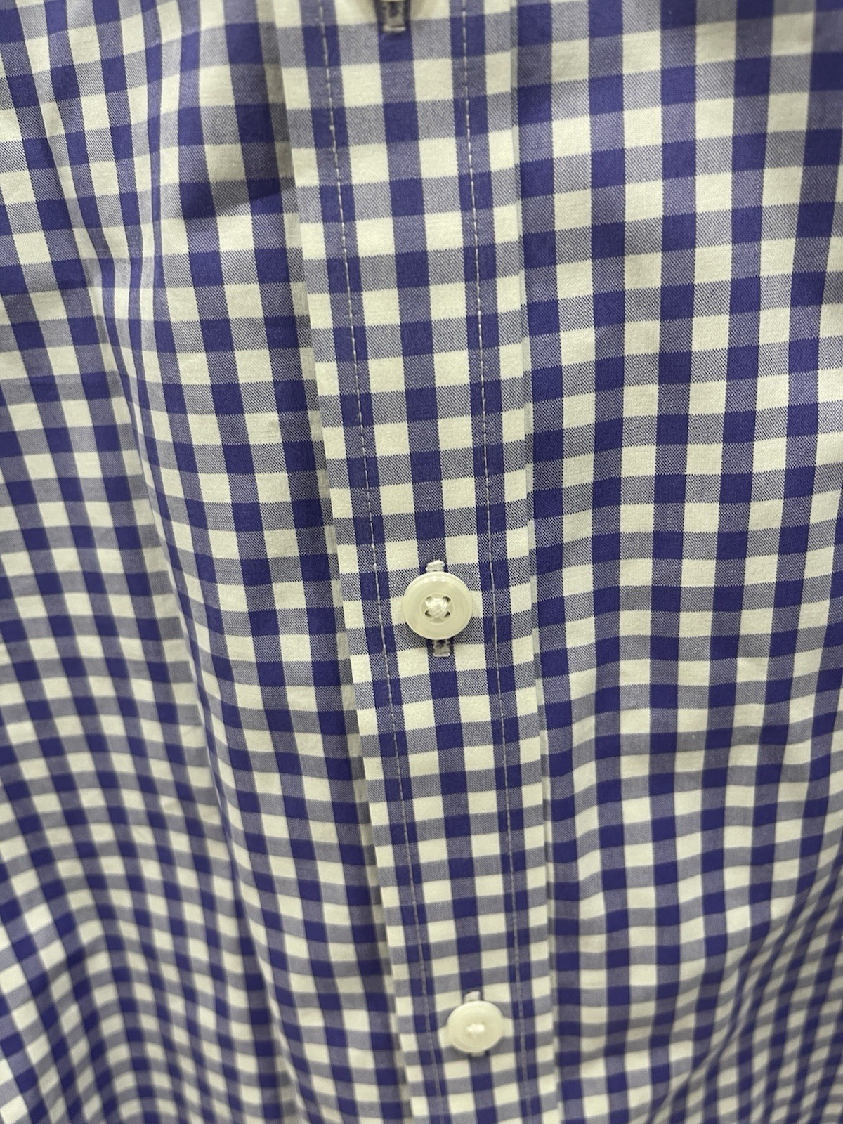 Roundtree & Yorke 100% Cotton Button Down Shirt. Purple Gingham Size 3 X LS(6)