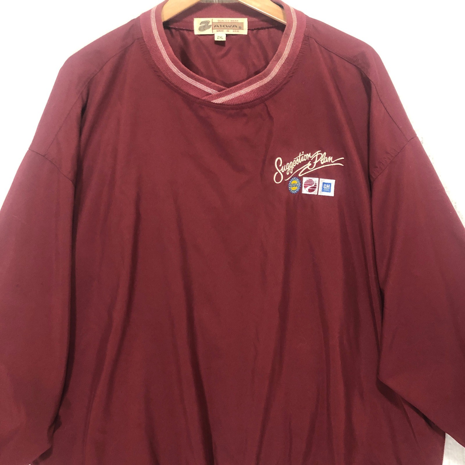 AHWA Quality Wear Maroon Suggestion Plan UAW GM Mens 2XL Pullover Jacket
