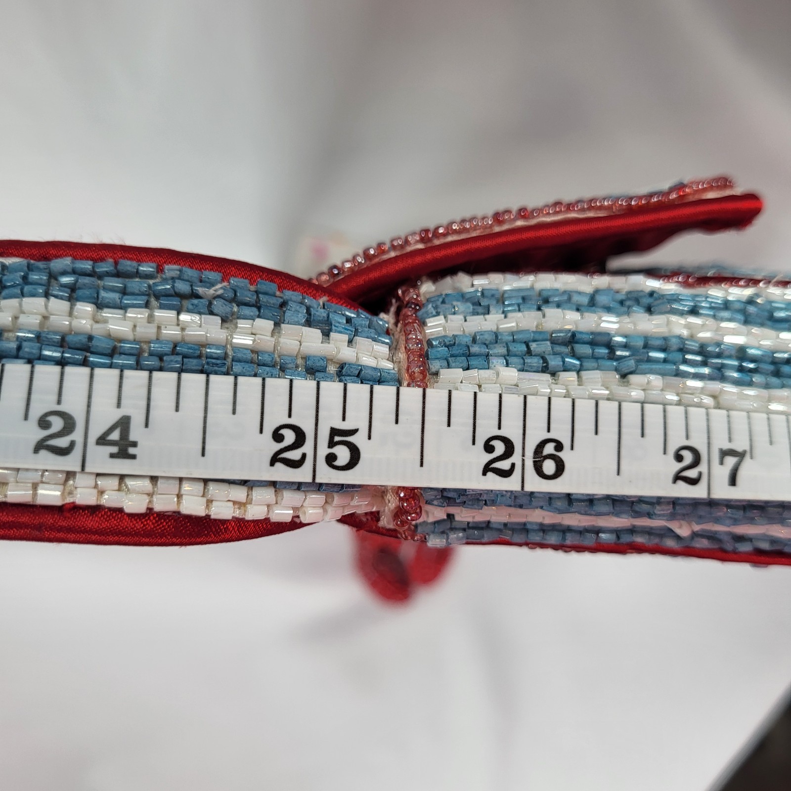 New Handcrafted in India Lobster Beaded Shoulder Bag Red Blue with Bag Charm