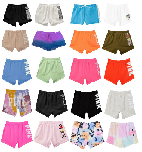 VICTORIA’S SECRET PINK LOGO BOYFRIEND HERITAGE FLEECE SHORTS XS S M L XL XXL NWT