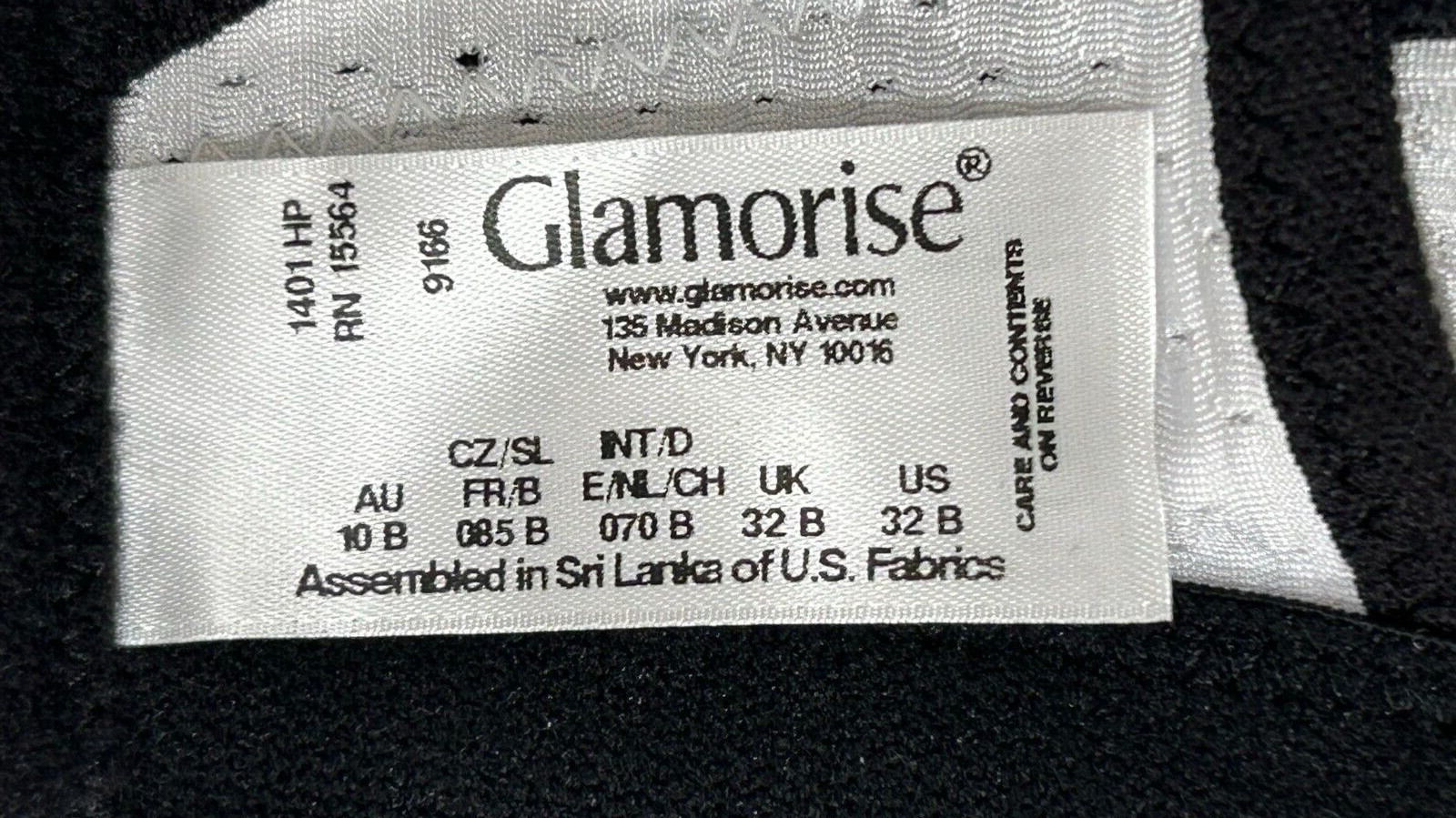 Glamorise Sports Bra 32B Underwire High Support Custom Control Black White 9166