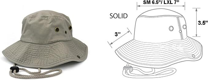 USA Safari 100% Cotton Bucket Hat String Fishing Camping Boonie Sun Brim Cap