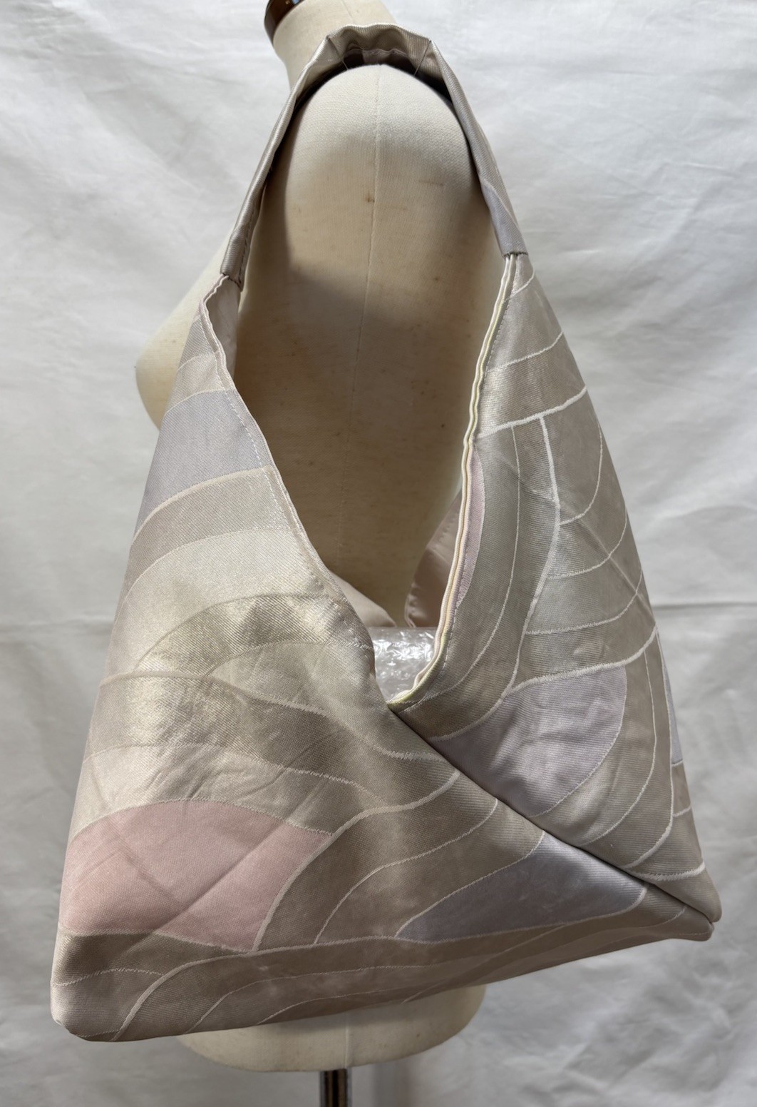 Vintage Japanese Obi Silk Shoulder Bag Geometric Knot Bag One of a Kind