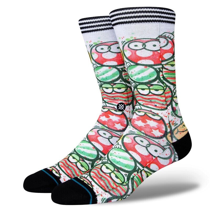 Stance Adult White Crew Polyester Kevin Lyons Ornament Casual Socks Sz L 9-13