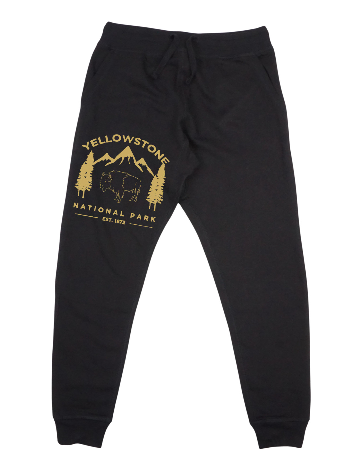 YELLOWSTONE NATIONAL PARK UNISEX ADULT JOGGERS BLACK