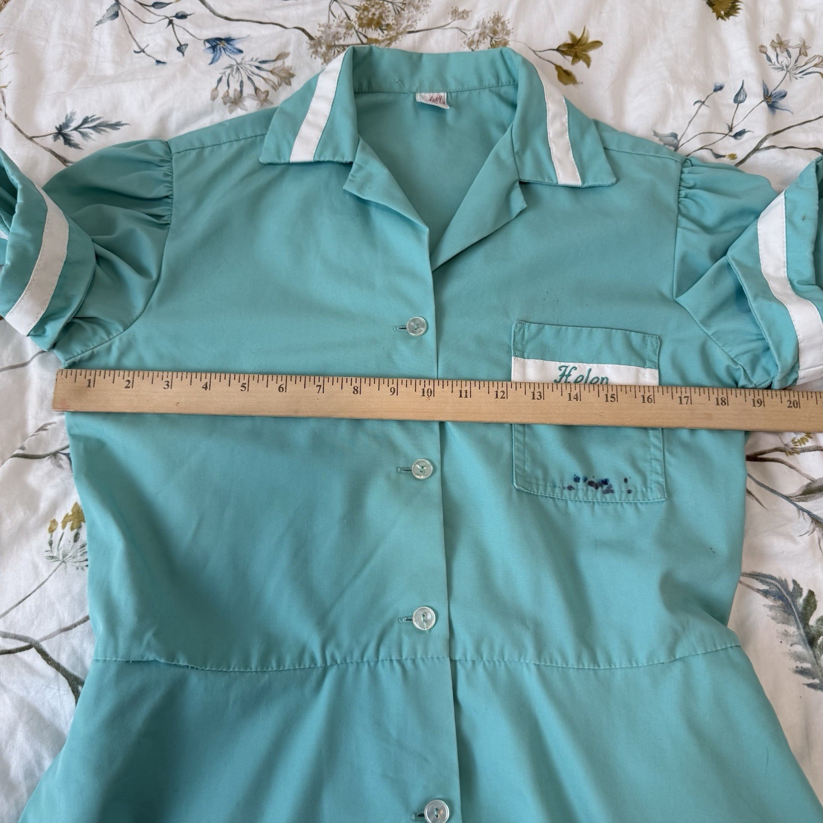 Vintage Aqua Waitress Uniform Dress Set T-Bird Diner Audrey Coleman USA – Helen