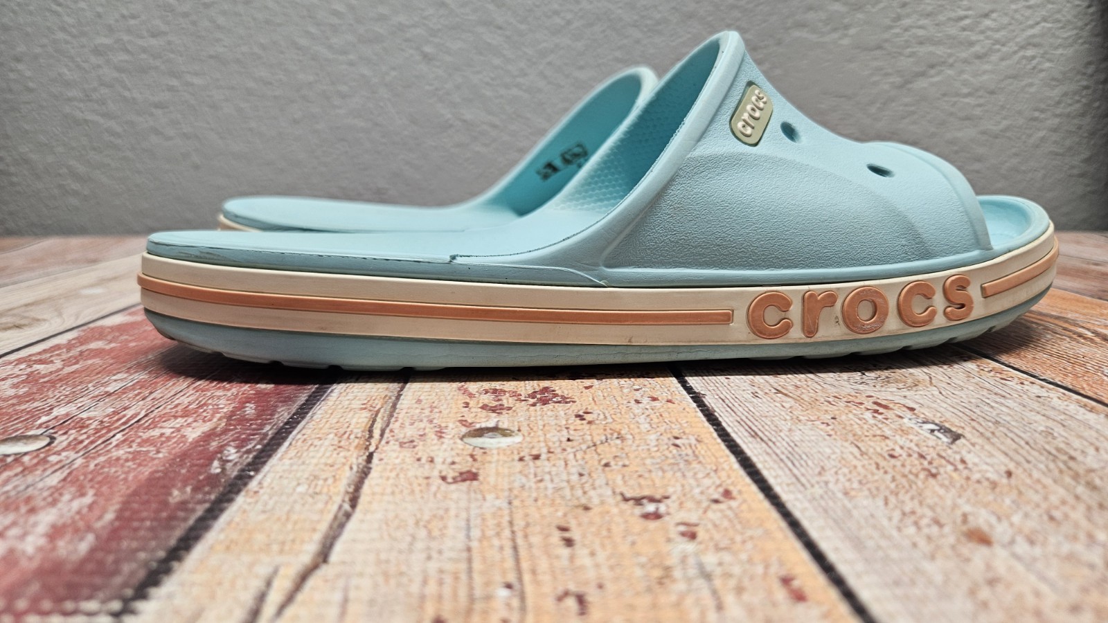 Crocs Bayaband Slide Women’s Sz 11 Mens Sz 9 Blue Slip On Iconic Comfort Sandals